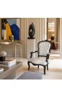 Barokowy fotel Louis XV Styl Srebrny i czarny drewno - 8