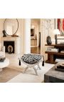 Banc Dagobert teixit zebra i fusta de plata - 4