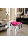 Dagobert Bench Fushia roosa kangast ja hõbedast puit - 2