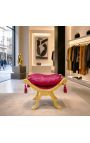"Dagobert" bench red satin fabric and gold wood - 6