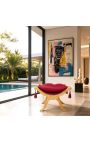 "Dagobert" bench red satin fabric and gold wood - 2