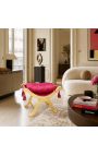 "Dagobert" bench red satin fabric and gold wood - 4