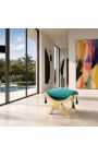 Dagobert Bank grüner Samt und Goldholz - 4
