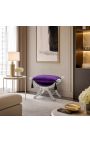 Banquette "Dagobert" tissu velours mauve et bois argenté - 7