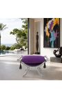 Дагоберт пейка лилава тъкан и сребърна дървесина - 9