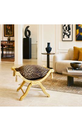 "Dagoberts" bēniņa leoparda drukāta auduma un zelta koka - 2