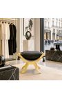 Dagobert bank zwart fluweel en goud hout - 9