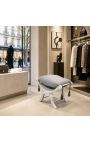 Banco Dagobert Gris Terciopelo y madera de plata - 6