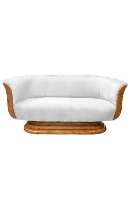 Divano "Tulip" 3 posti Art Deco Style Elm e Bianco Velvet