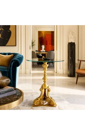 Τραπέζι βάθρου Louis XV Style μπρούτζινο και γυάλινο τοπ - 2
