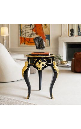 Guéridon bord Louis XIV Stil sort lakeret træ med forgyldte bronzer - 2