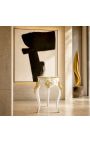 Table guéridon de style Louis XIV en bois laqué blanc avec bronzes - 3