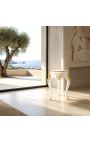 Mesa de guárridon Louis XIV Estilo de madera lacada blanca con bronces dorados. - 8