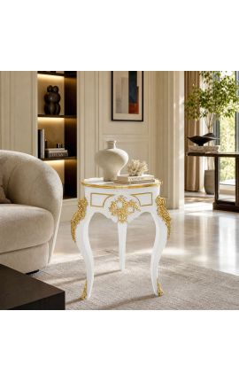 Mesa de guéridon Louis XIV Estilo branco lacado madeira com bronzes dourados - 2