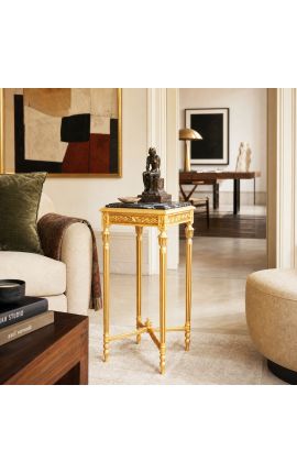 Tall model Golden Bide Stolný štvorcový Louis XVI štýl čierny mramor top - 2