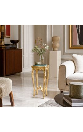 Modello alto modello dorato tavolino quadrato a forma di Louis XV Top in marmo verde stile - 2