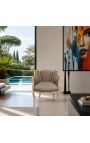 Bergere fotel Louis XV stílusú taupe bársony és arany fa - 8