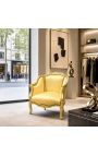 Store bergère lenestol Louis XV Stil med gull satin stoff og gull tre - 6