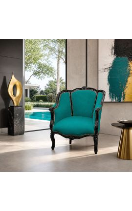Suur bergère tugitool Louis XV Stiil Green Velvet ja must puit - 2