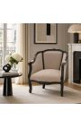 Большой bergère кресло Louis XV Стиль Taupe бархат и черная древесина - 8