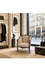 Velike bergère fotelja Louis XV stil taupe baršun i crno drvo - 4