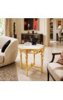 Rundt sidebord i hvid marmor i Louis XVI stil med bladguld træ - 3