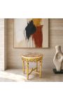 Round Louis XVI style beige marble side table with gilt wood - 7