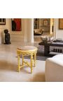 Rundt sidebord i beige marmor i Louis XVI-stil med forgylt tre - 2