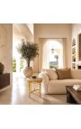 Rundt sidebord i beige marmor i Louis XVI stil med forgyldt træ - 8