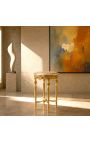 Tall Model Runde Louis XVI Stil beige Marmor-Säufer-Tisch mit vergoldeten Holz - 6