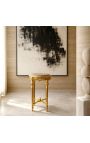 Modello alto rotondo Louis XVI Tavolino in marmo beige stile con legno dorato - 4