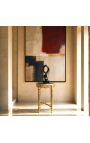 High model round Louis XVI style black marble side table with gilt wood - 7