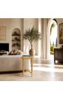 Høj model runde Louis XVI Stil sort marmor sidebord med forgyldt træ - 4