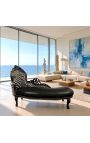 Grote barok chaise longue zebra en zwart kunstleer met zwart hout - 8