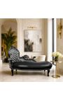 Große barocke Chaiselongue Zebra und schwarzes Kunstleder mit schwarzem Holz - 6