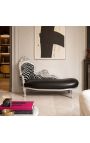 Grote barok chaise longue zebra en zwart kunstleer met zilverkleurig hout - 8
