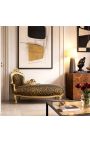 Large baroque chaise longue leopard fabric and gold wood - 6