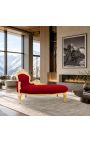 Grande chaise longue barocca in tessuto di velluto bordeaux e legno dorato - 7