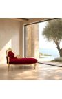 Large baroque chaise longue burgundy velvet fabric and gold wood - 4