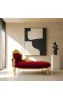 Chaise longue grande tela barroca Burdeos y madera dorada - 3