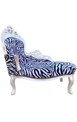 Méridienne baroque tissu zèbre et bois argenté - 1