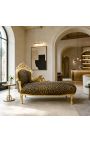 Grande méridienne baroque tissu léopard et bois doré - 8