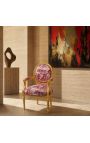 [Limited Edition] Louis XVI Fotoliu stil baroc cu țesătură de toaletă de jouy și lemn de aurit - 9