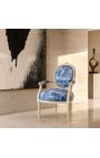 [Limited Edition] Nojatuoli Louis XVI Tyyli sininen toile de Jouy ja beige puu - 6