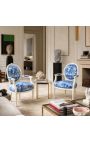 [Limited Edition] Poltrona di Louis XVI Style Blue Toile de Jouy e legno beige - 4
