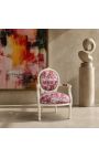 [Limited Edition] Fåtölj av Louis XVI Style toile de jouy och beige trä - 8