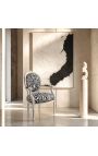 Sillón barroco Louis XVI Tela de estilo cebra y madera de plata. - 10