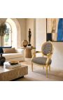 Барочное кресло Louis XVI Стиль Taupe Velvet и Gold Wood - 10