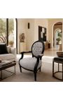 Barokní křeslo Louis XVI Styl šedé sametové a černé matné dřevo - 8