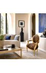 Fotoliu baroc Louis XVI Stilul Leopard Fabric și Lemn de Aur - 3